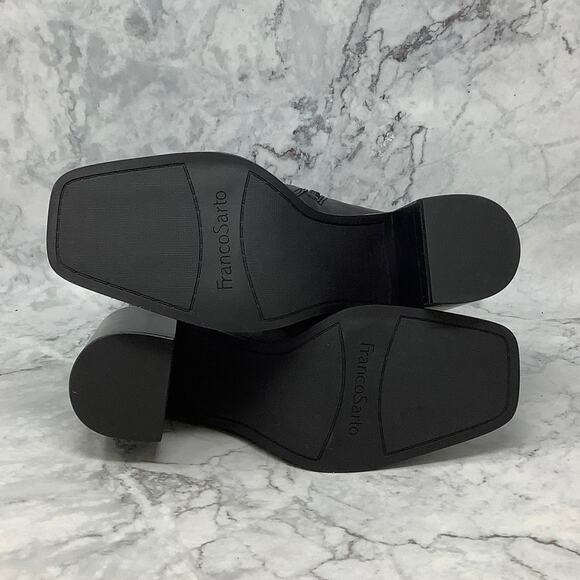 Franco Sarto 10M Black Leather Stevie Mid Calf Boot Square Toe Block Heel M29-14 - Picture 6 of 10